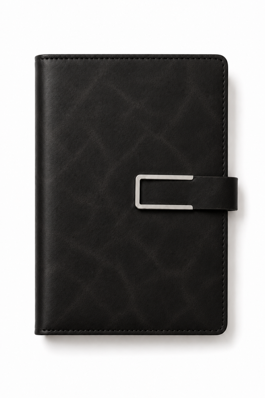 Personalized Notebook with Buckle Closure - Matte Black