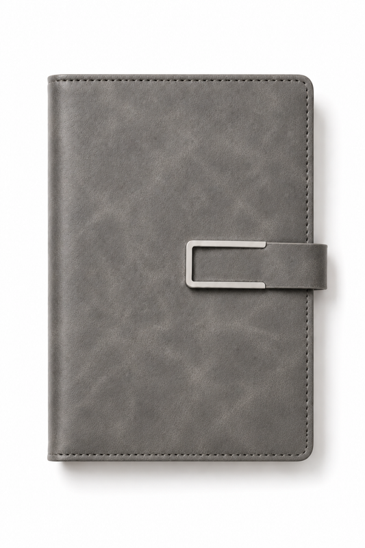 Personalized Notebook with Buckle Closure - Stone Gray