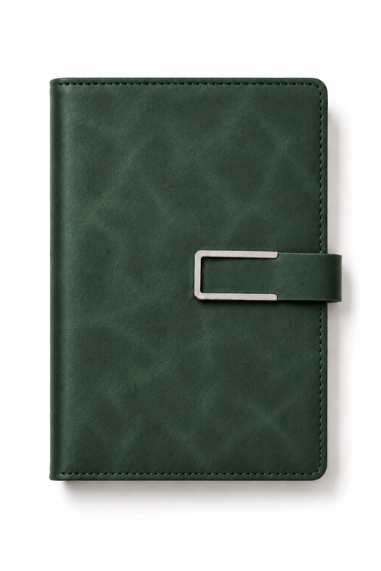 Personalized Notebook with Buckle Closure - Forest Green