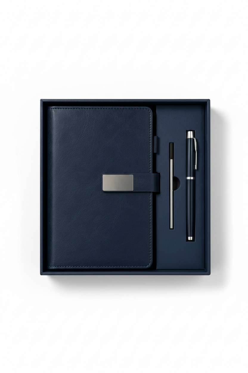 Notra Executive Journal Gift Set - Navy Blue
