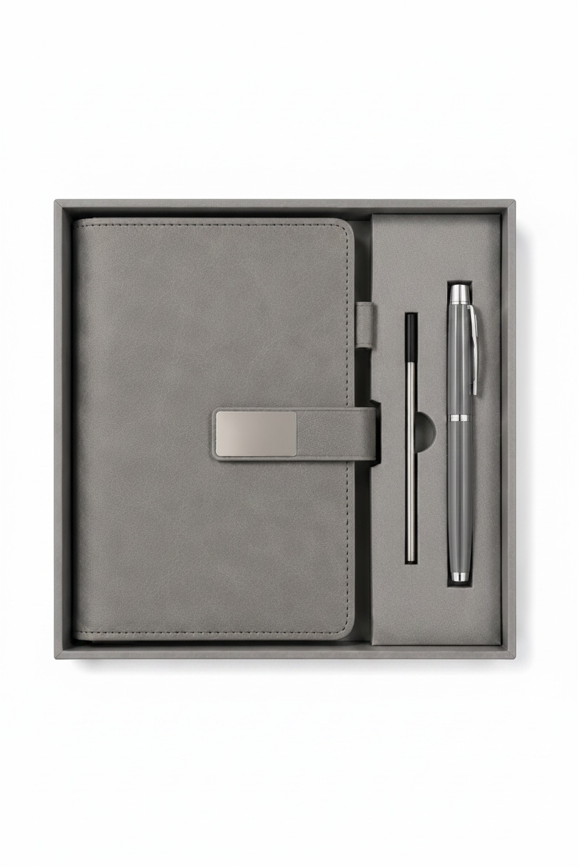 Notra Executive Journal Gift Set - Stone Gray