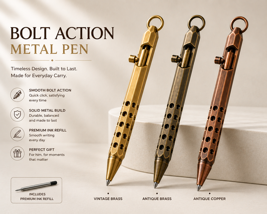 Notra Brass Bolt Action Pen - Antique Copper