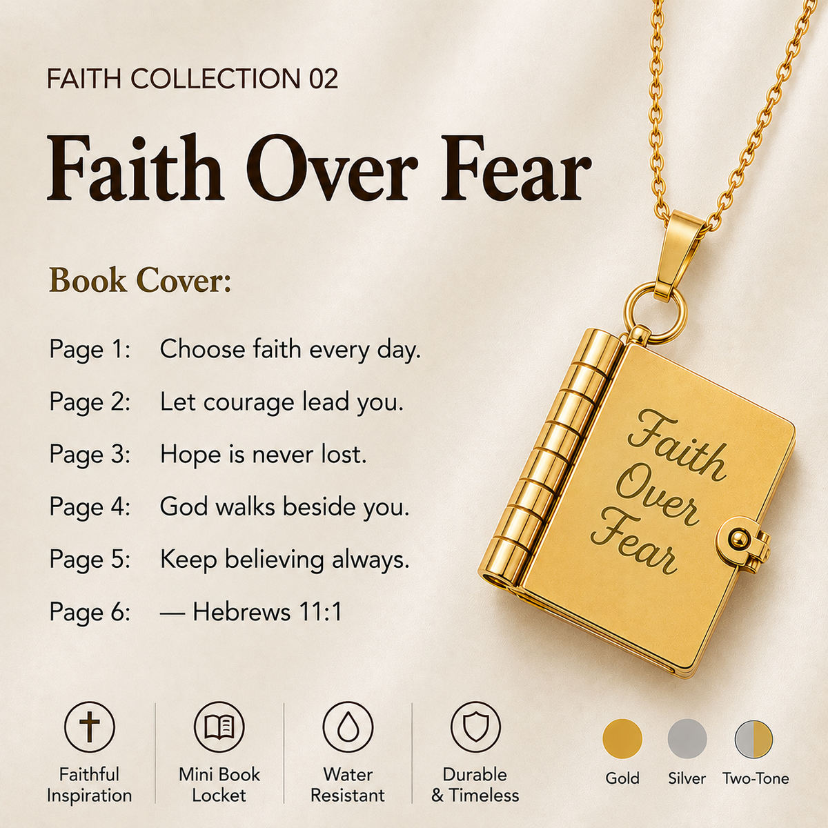 Faith Collection Mini Book Necklace – Inspirational Christian Jewelry