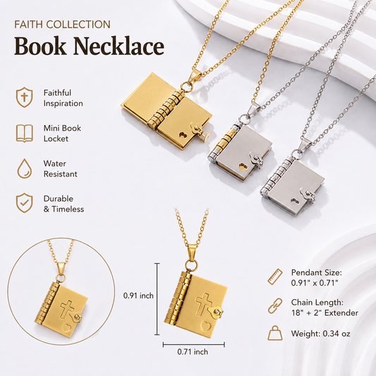 Faith Collection Mini Book Necklace – Inspirational Christian Jewelry