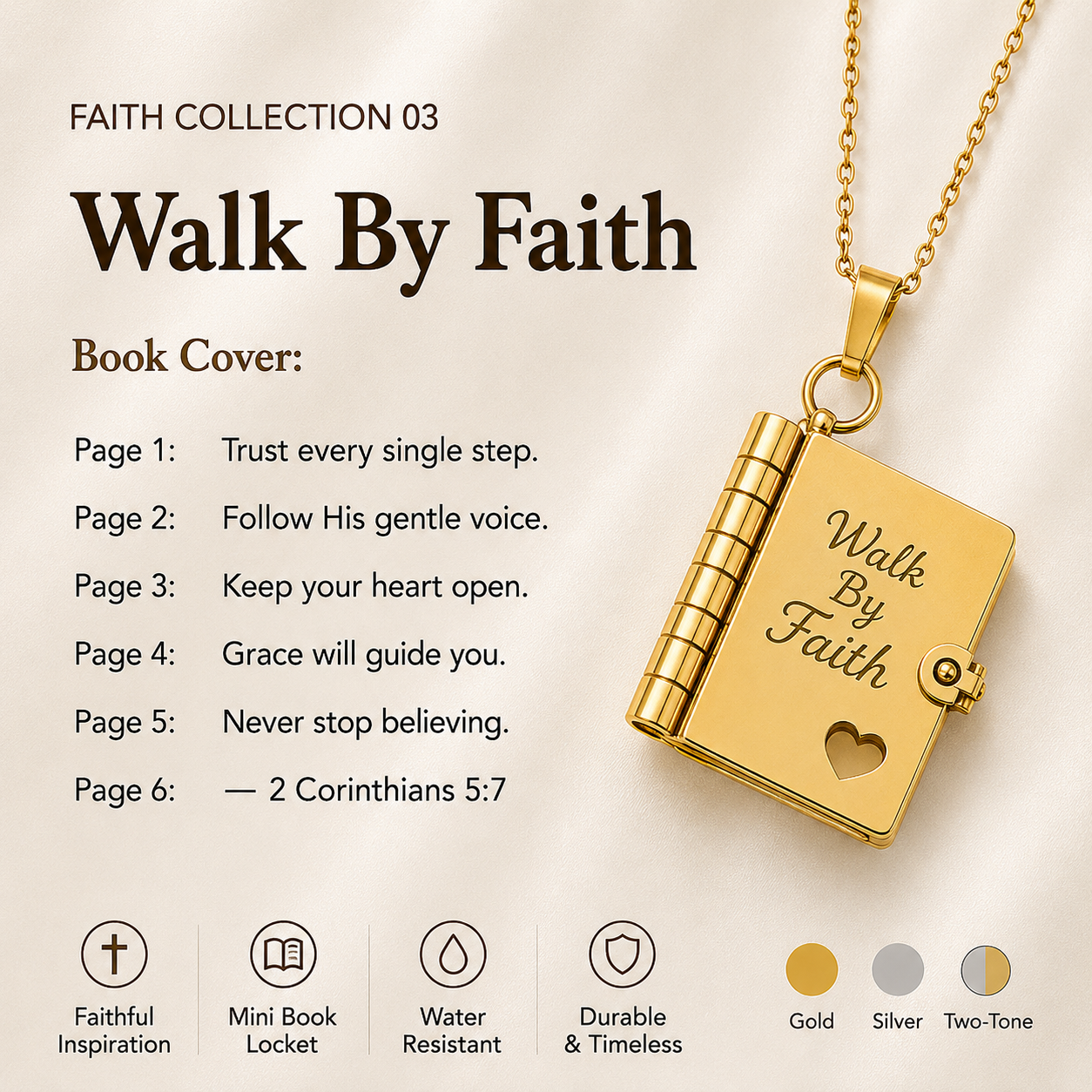 Faith Collection Mini Book Necklace – Inspirational Christian Jewelry